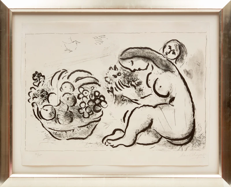 Marc Chagall, Nu à la corbeille de fruits (Mourlot 91), black and white lithograph - view 2
