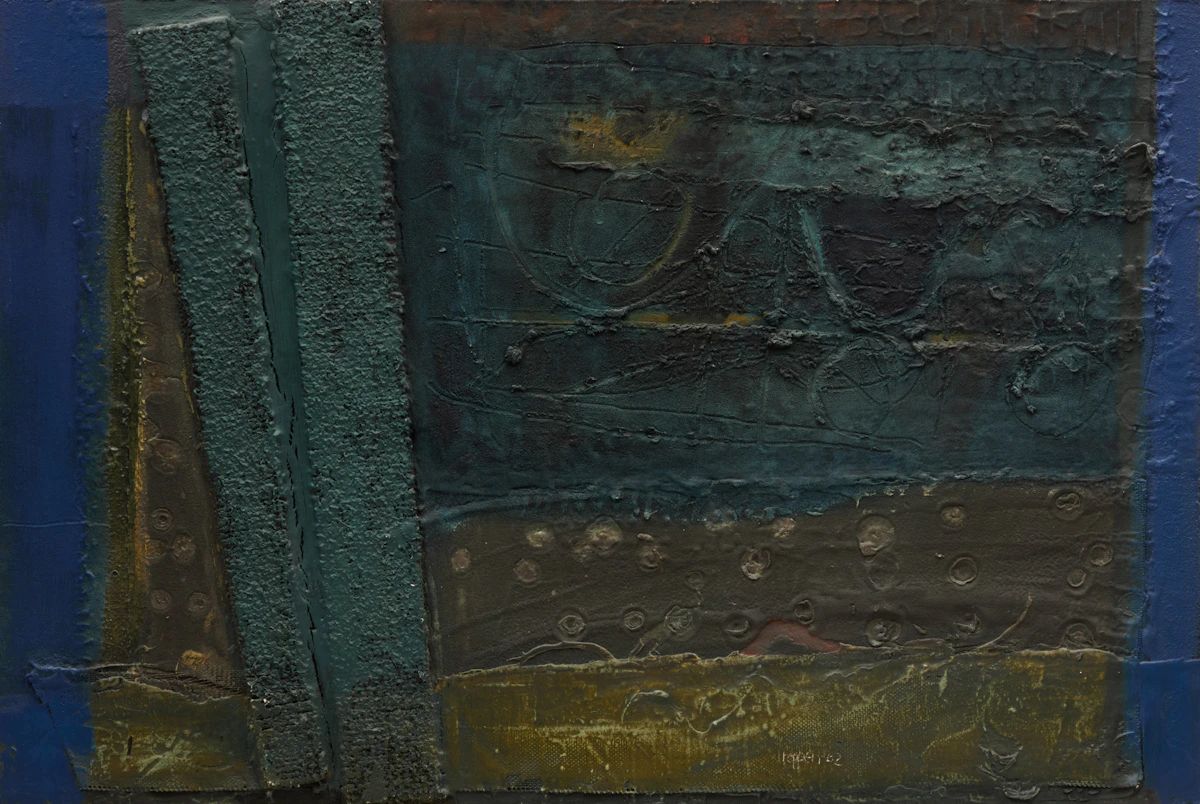Jack Reppen, The Secrets of the Night, 1962, mixed media on board