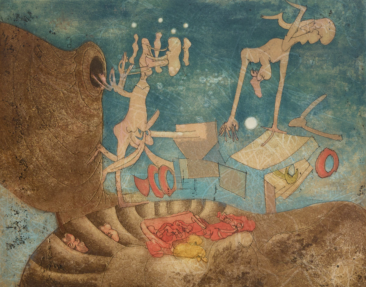 Roberto Matta, Sexplication Suffisante, colour etching with aquatint, 1972