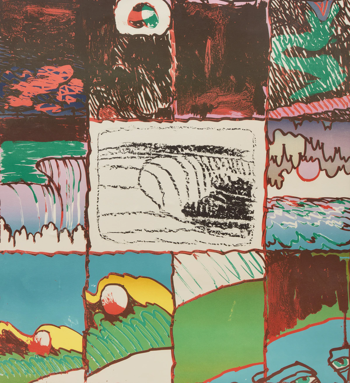 Pierre Alechinsky, One Stone, Two Passes, colour lithograph
