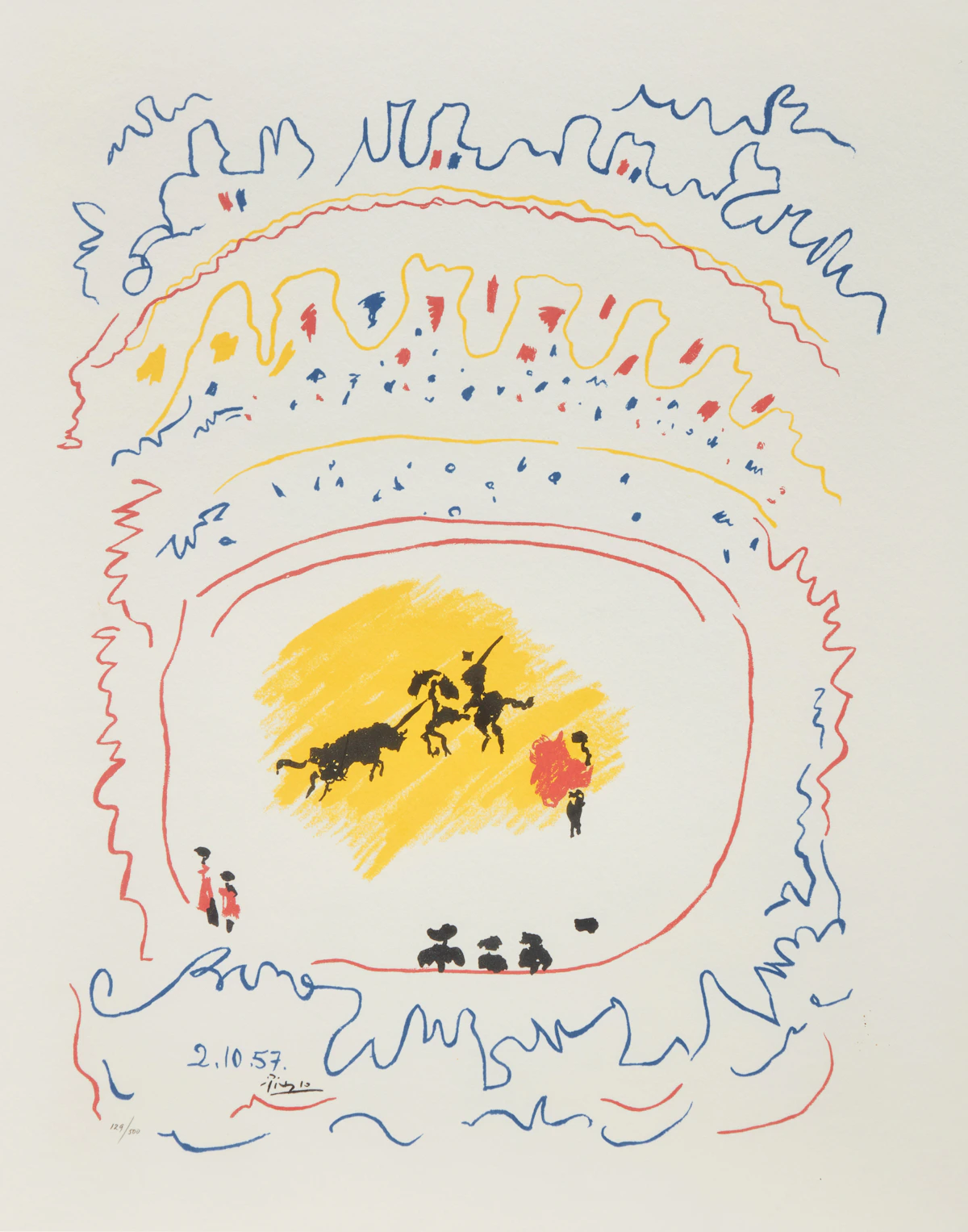 After Pablo Picasso, The Little Bull Fight, colour lithograph, 1957