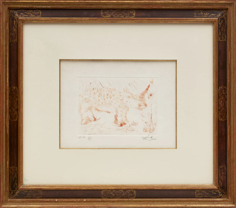 Salvador Dalí, Rhinoceros, colour etching - view 2