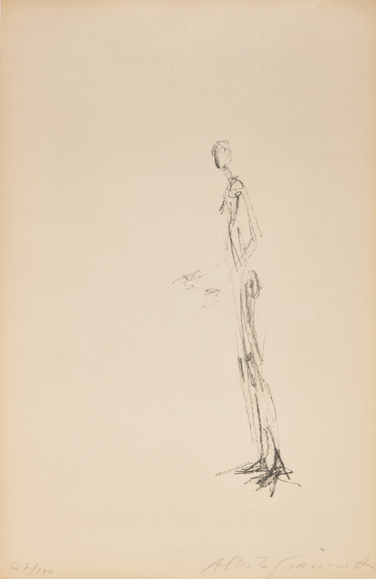 Alberto Giacometti, Homme debout, colour lithograph on paper, 1957