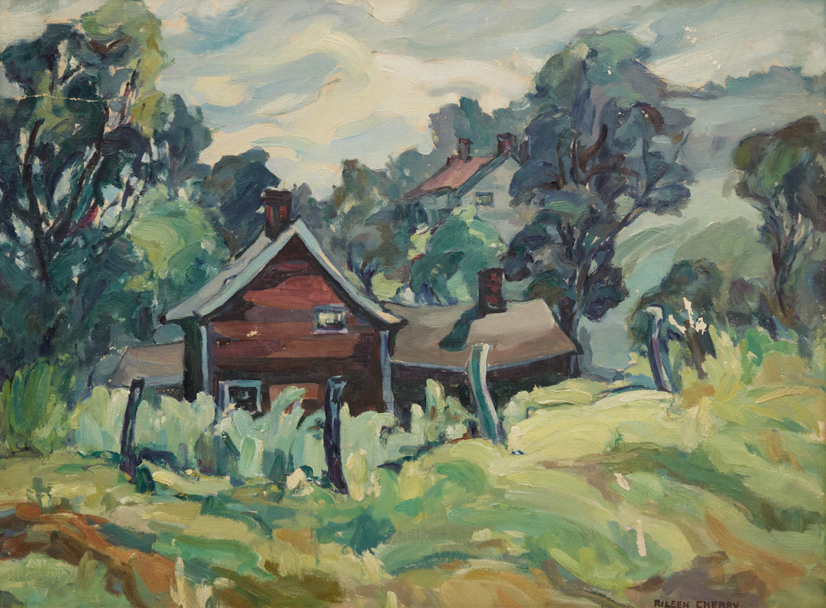 Aileen Alma Cherry, Summer Landscape with House, oil on canvas