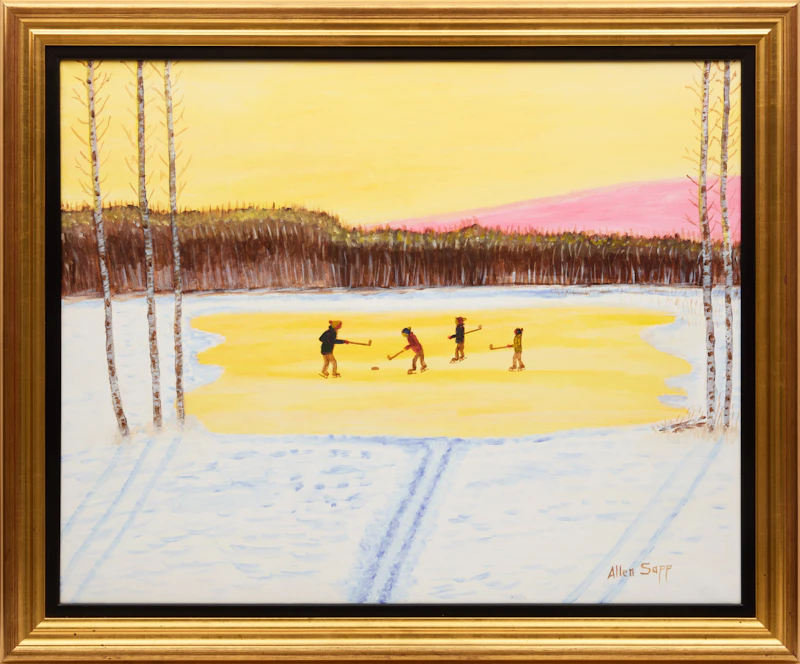 Allen Sapp, Untitled (Hockey), acrylic on canvas - view 2