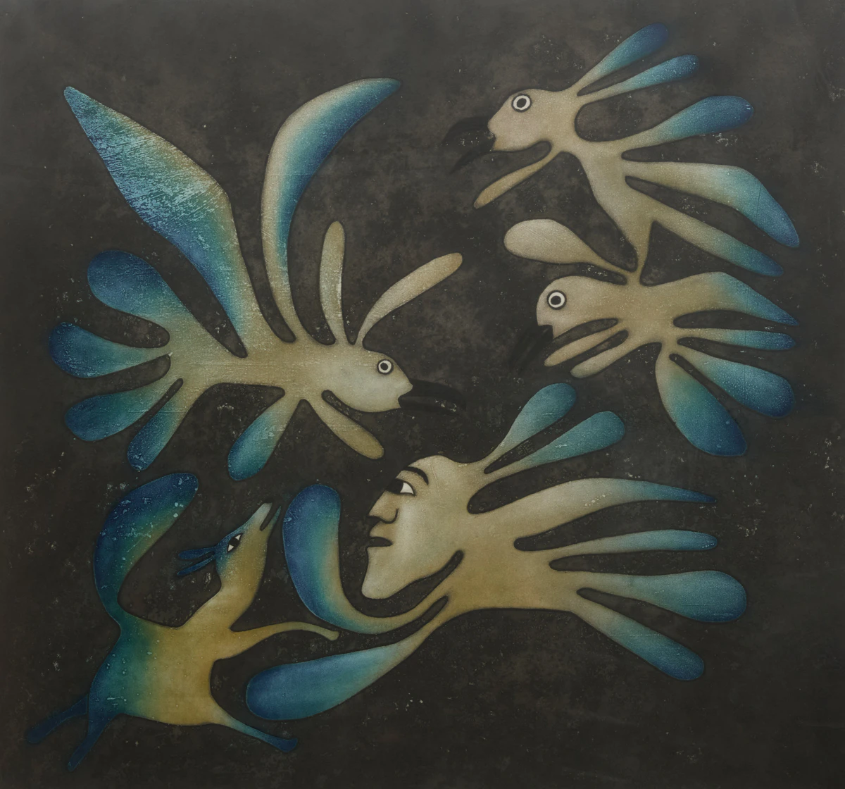 Kenojuak Ashevak, Out from the Night, etching and aquatint, 2000
