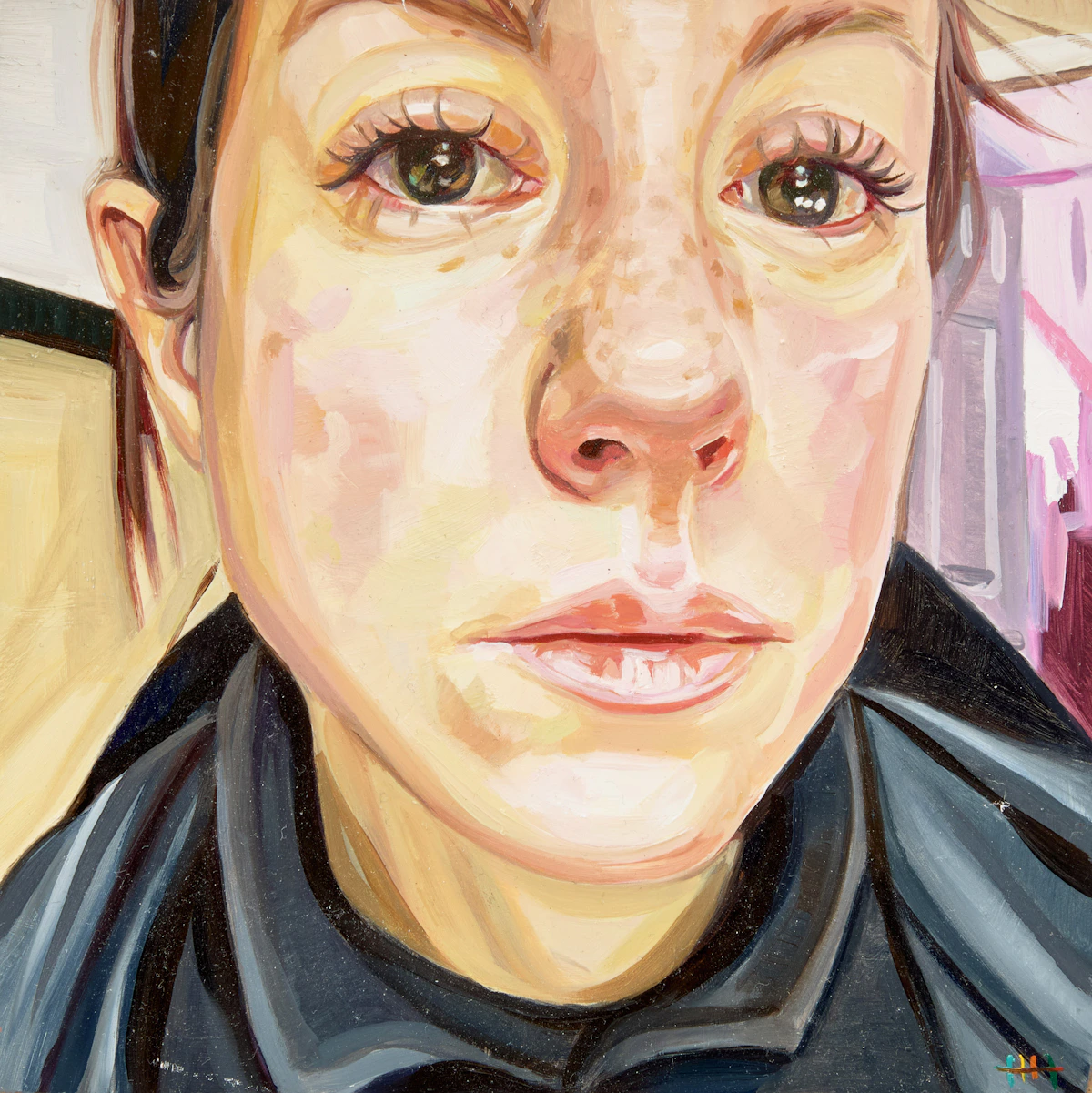 Heather Horton, Self-Portrait, Forged, oil on board