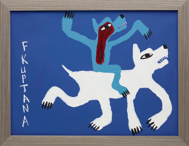Floyd Kuptana, Riding White Wolf, acrylic on canvas, 2021 - view 2