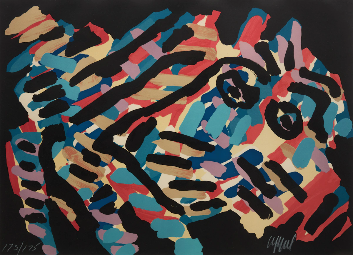 Karel Appel, Black Eyed Animal, colour lithograph