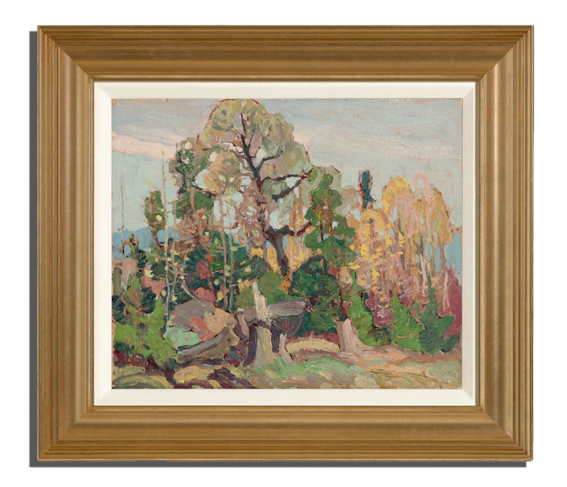 Franklin Carmichael, Study of Trees: Autumn, oil on pressed paperboard panel, circa early 1920s - view 2