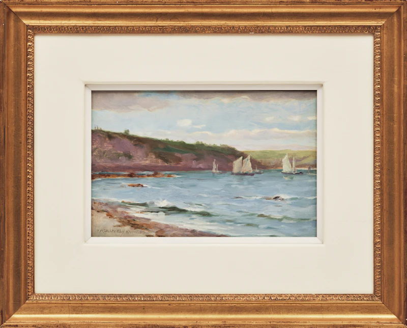 Farquhar McGillivray Strachan Knowles, Coastal Scene with Sailboats, oil on board - view 2