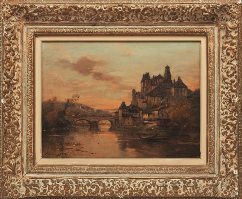 Maurice Levis, French Village by River, oil on canvas - view 2
