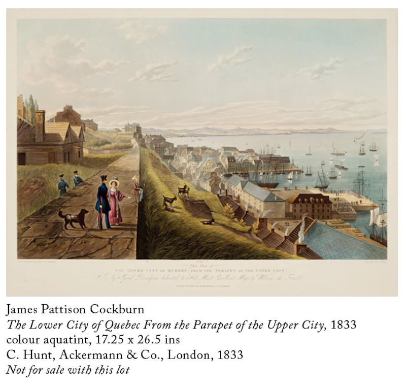 James Pattison Cockburn, The Lower Town and King's Wharf from the Upper Town, Quebec, watercolour on paper mounted to card, 1833 - view 4
