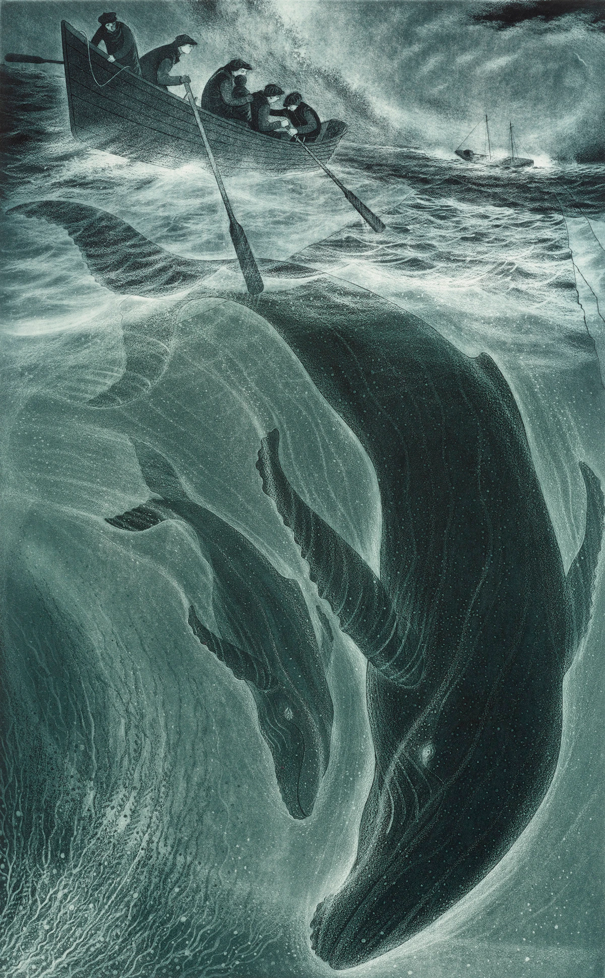 David Lloyd Blackwood, Loss of the Flora Nickerson, etching and aquatint, 1993