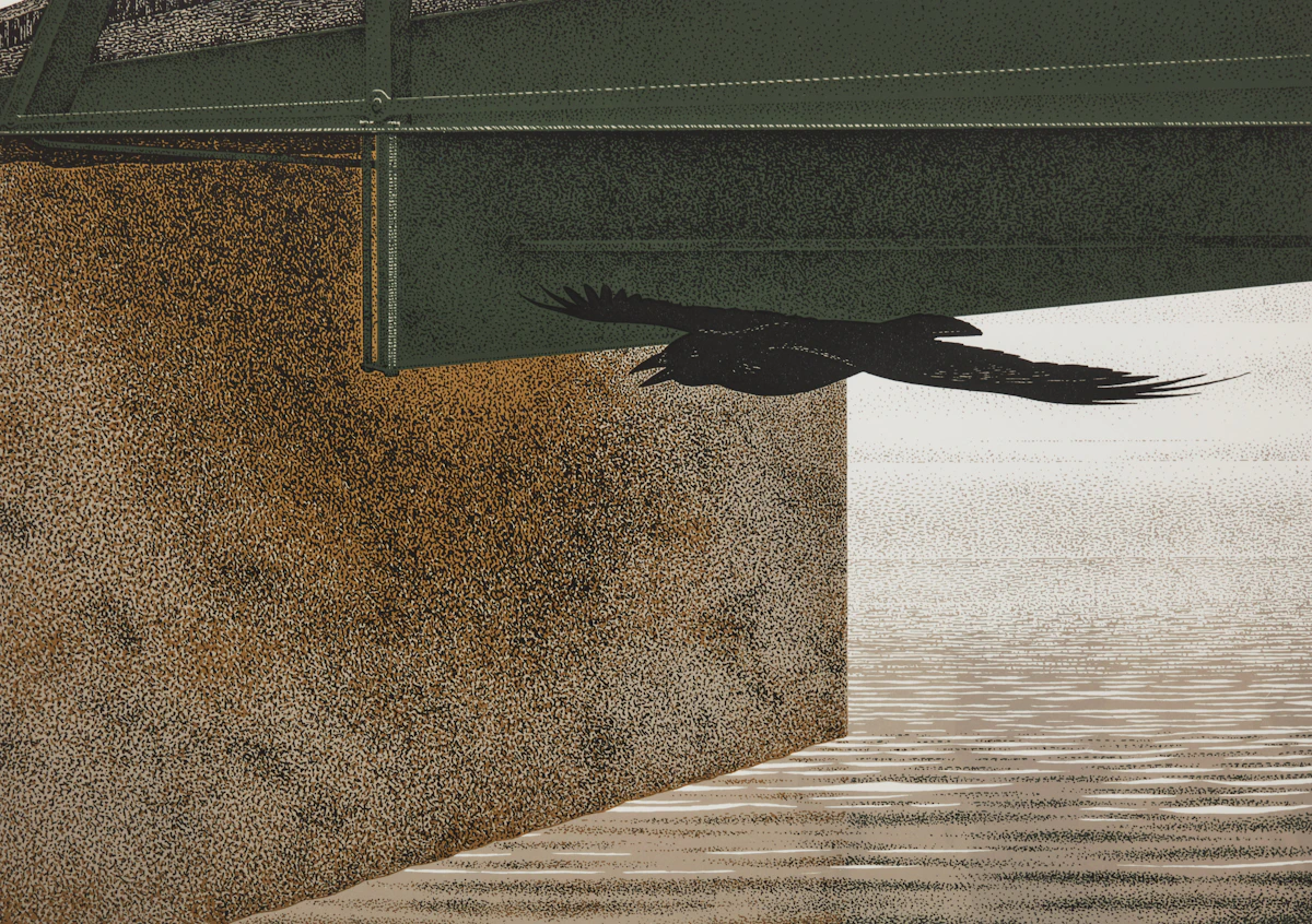 David Alexander Colville, Bridge and Raven, serigraph, 1993