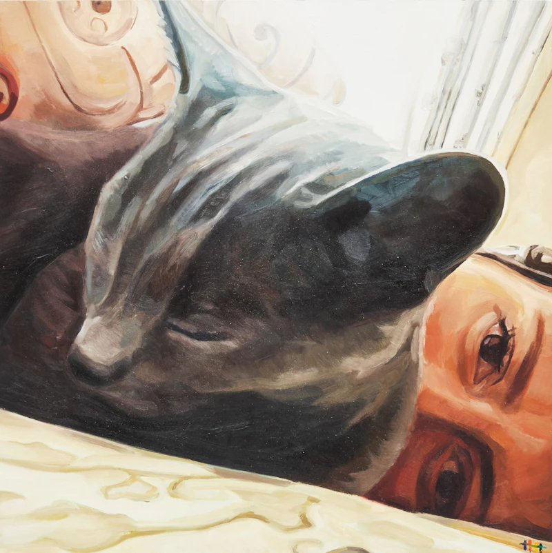 Heather Horton, The Artist & Her Familiar, oil on panel - view 1