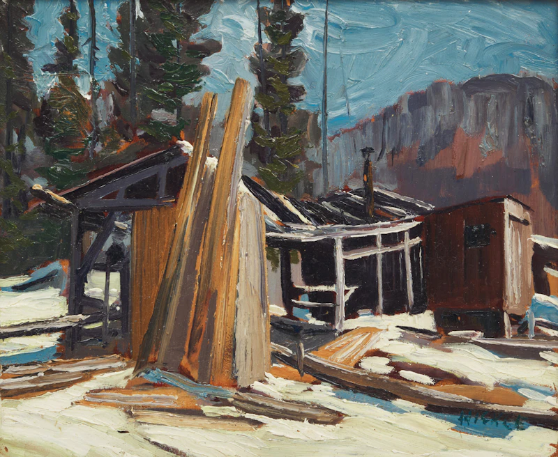 Lawrence Nickle, Le moulin d'Armand Duval, oil on board