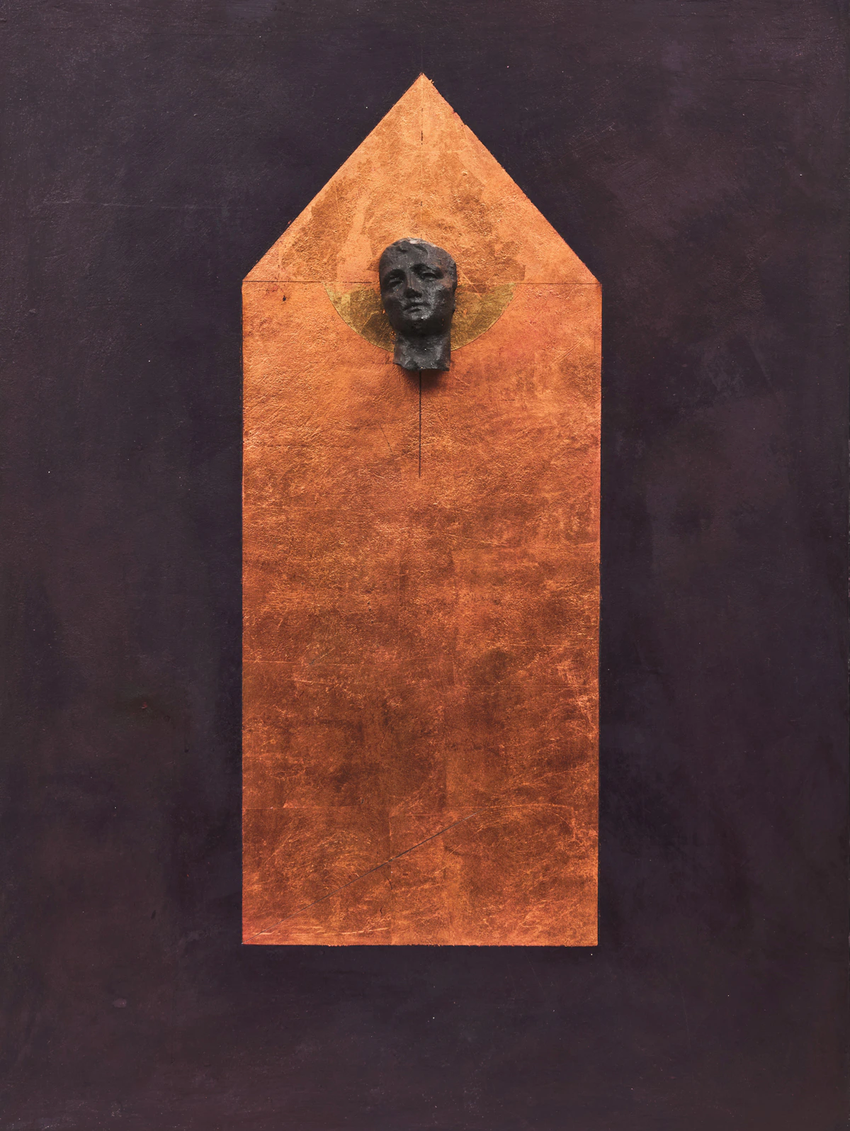 Jiri Ladocha, Untitled, copper leaf, gold leaf, clay and oil on canvas