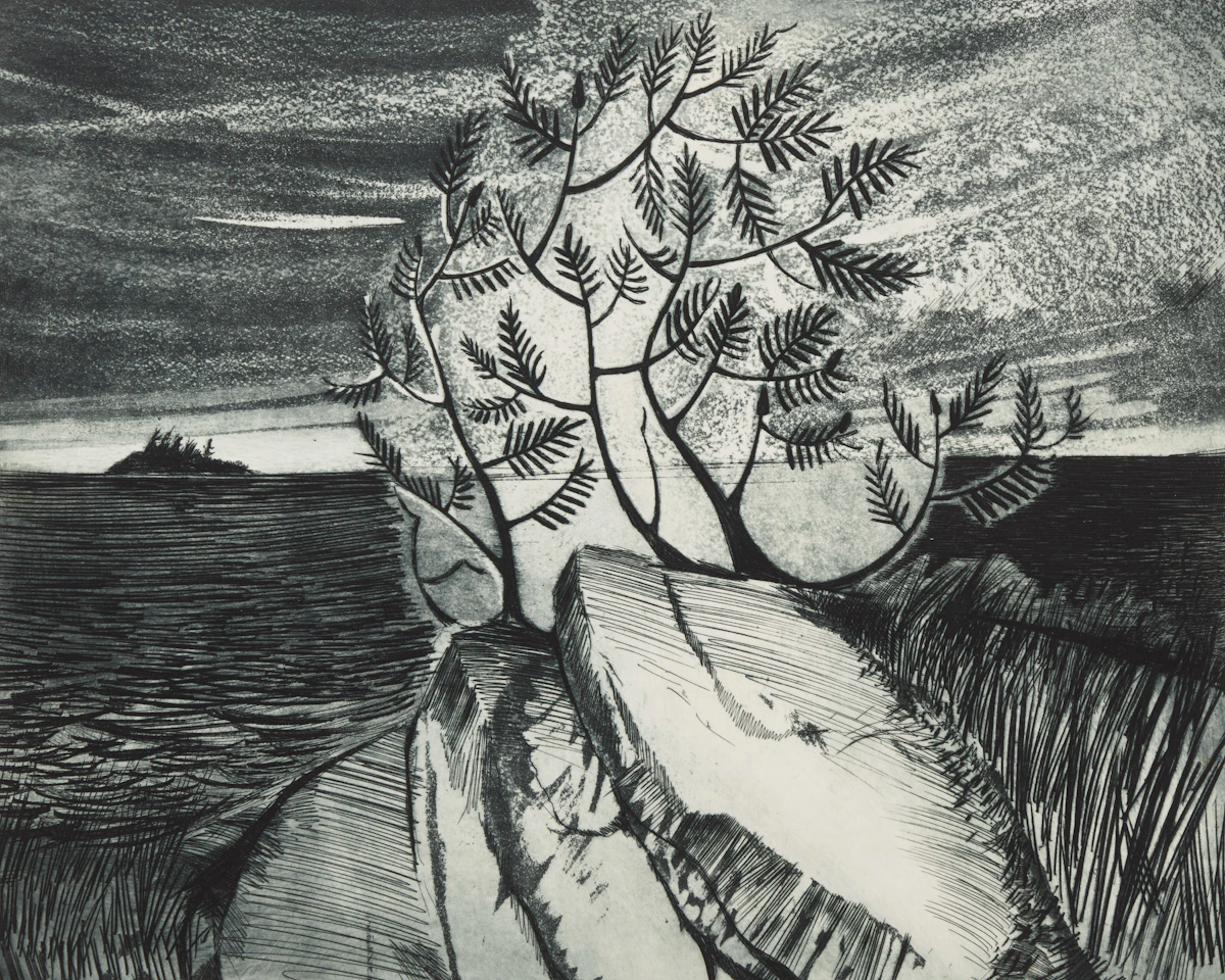 David Lloyd Blackwood, Towards the Open, etching and aquatint, 1965