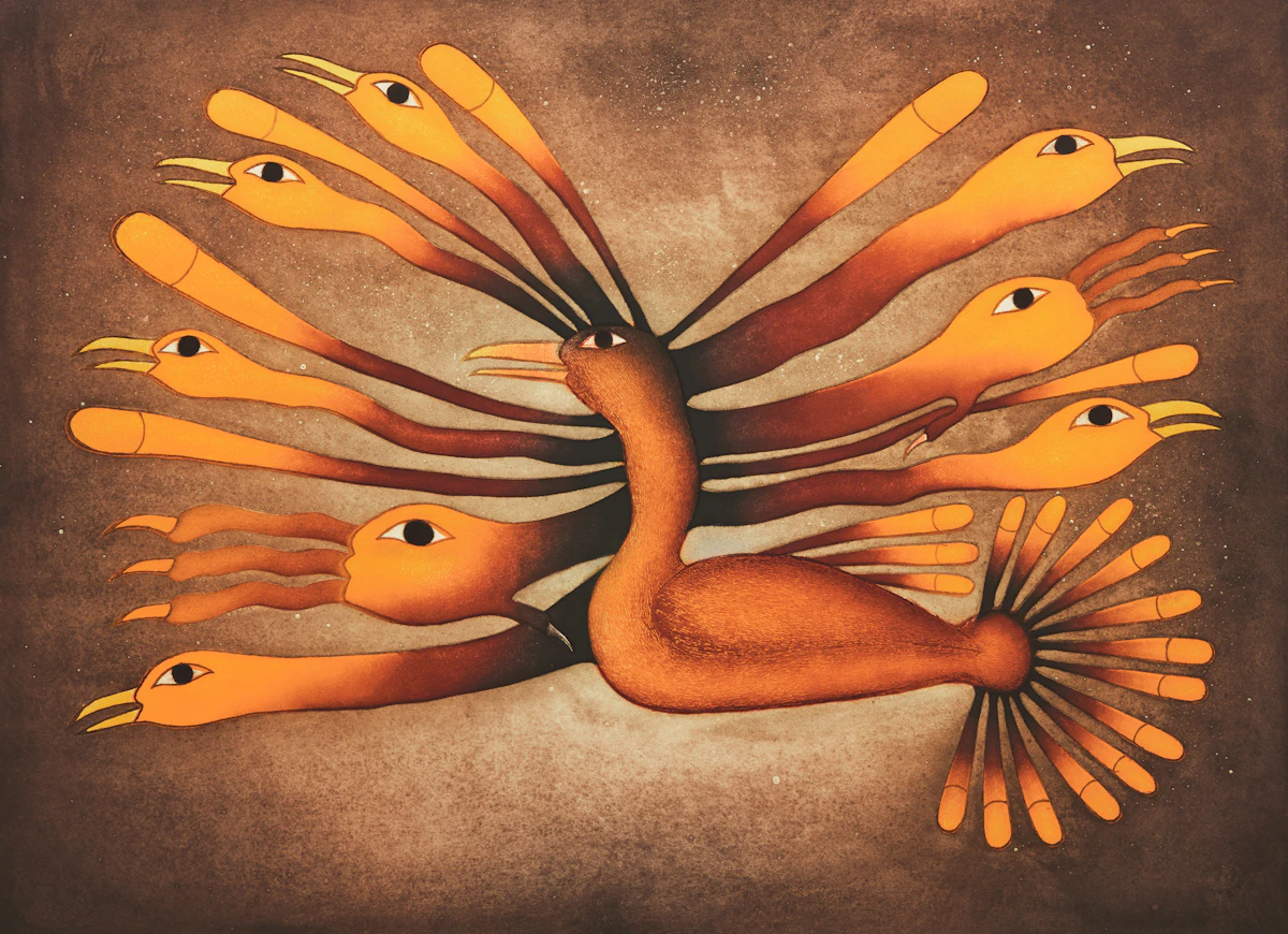 Kenojuak Ashevak, Into the Light, colour etching and aquatint