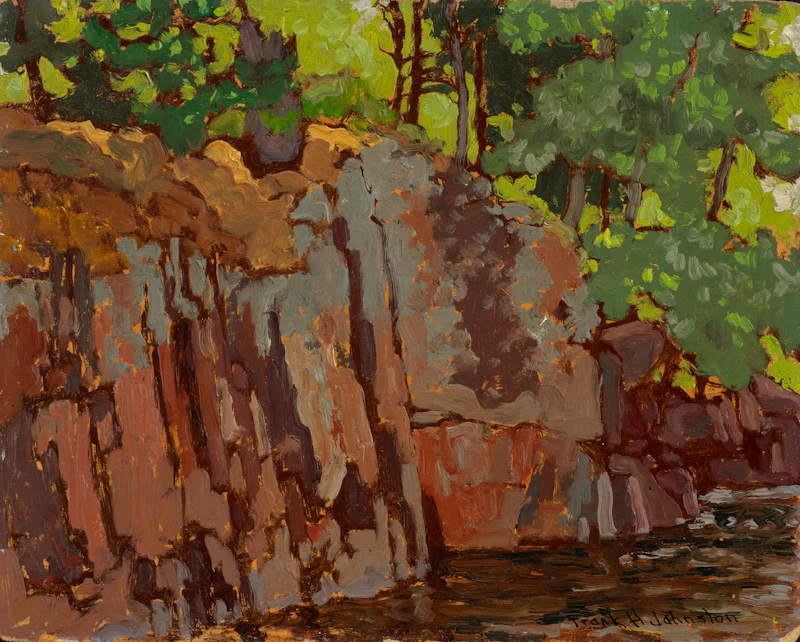 Frank Hans Johnston, Rocky Shore, Lake of the Woods, oil on panel