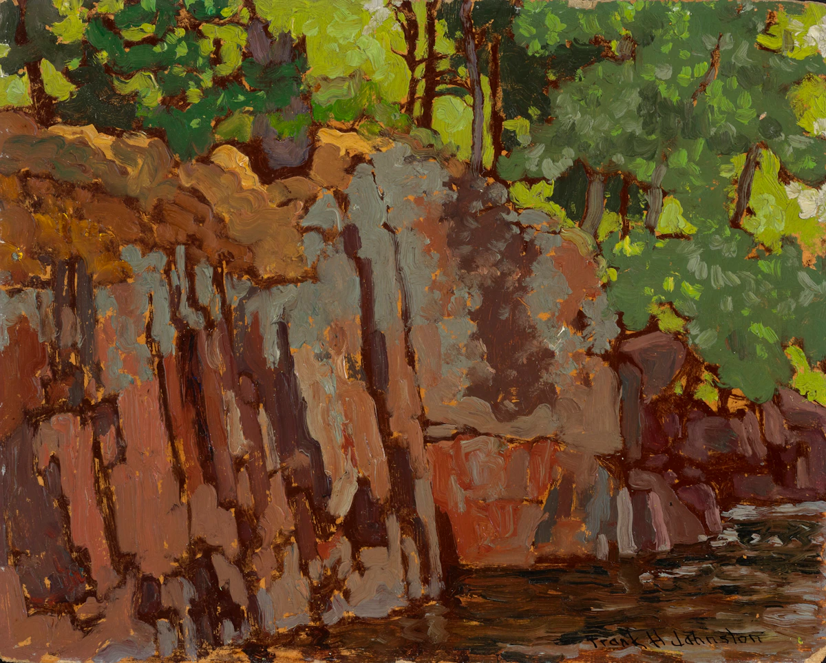 Frank Hans Johnston, Rocky Shore, Lake of the Woods, oil on panel, 1921