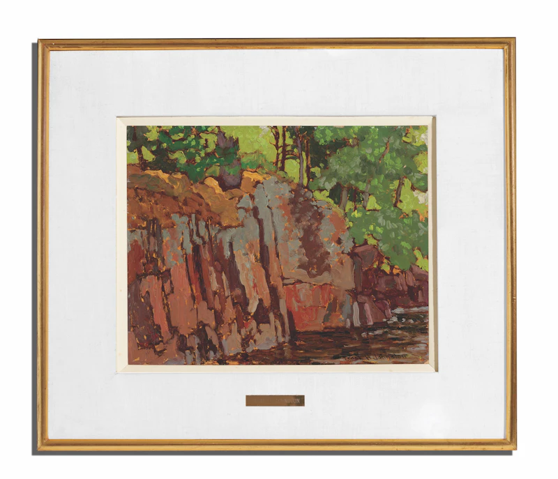 Frank Hans Johnston, Rocky Shore, Lake of the Woods, oil on panel, 1921 - view 2