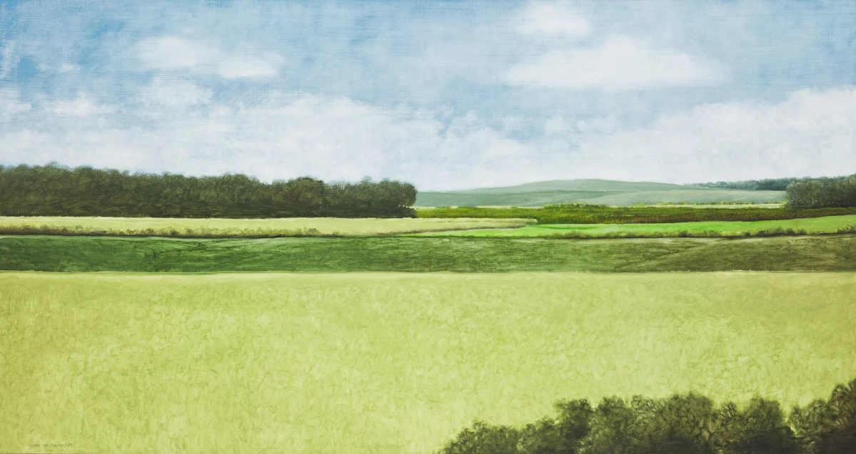 Robert Marchessault, Horizontal Landscape, oil on board, 1989