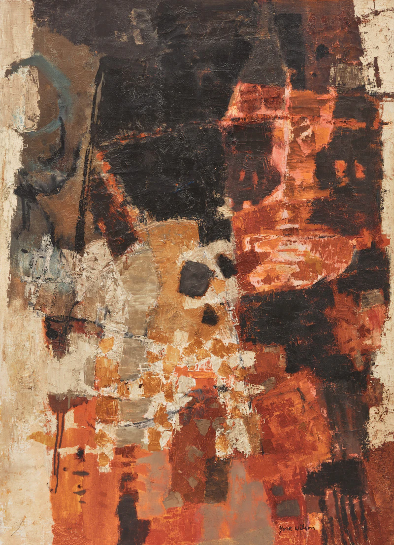 Ronald York Wilson, Composition - Red and Black, oil on canvas