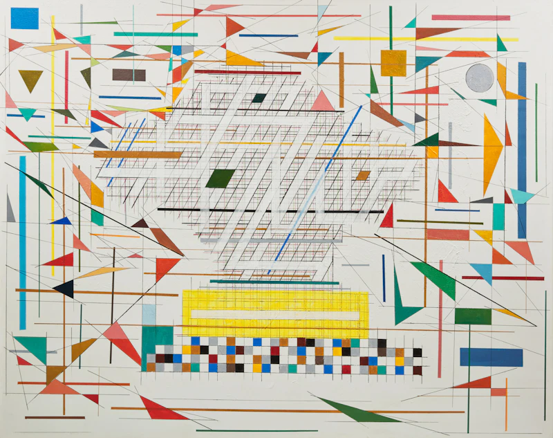 Allan Lorne Hecker, Deconstructed Grid, acrylic and latex on canvas