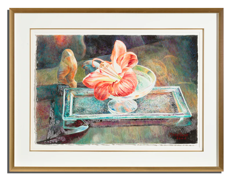 Mary Pratt, Amaryllis Flower with Two Stone Birds, mixed media, 2002 - view 2
