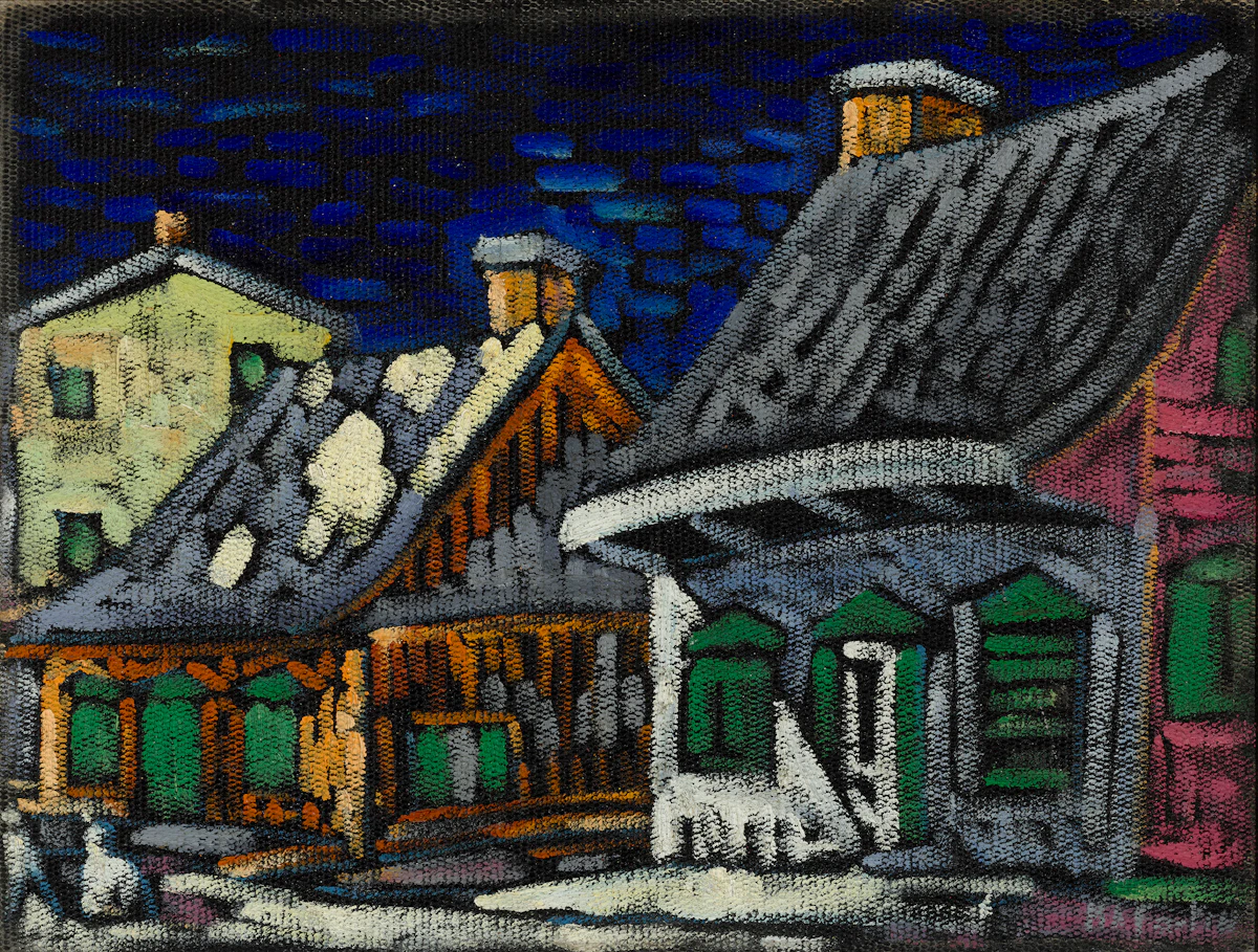 Marc-Aurèle Fortin, Maisons à Ste-Rose, oil on canvas