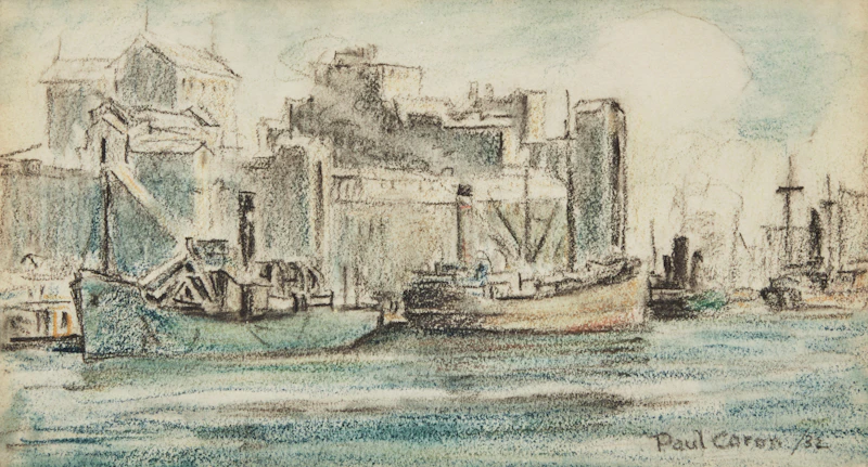 Montreal Harbour Scene by Paul Archibald Caron