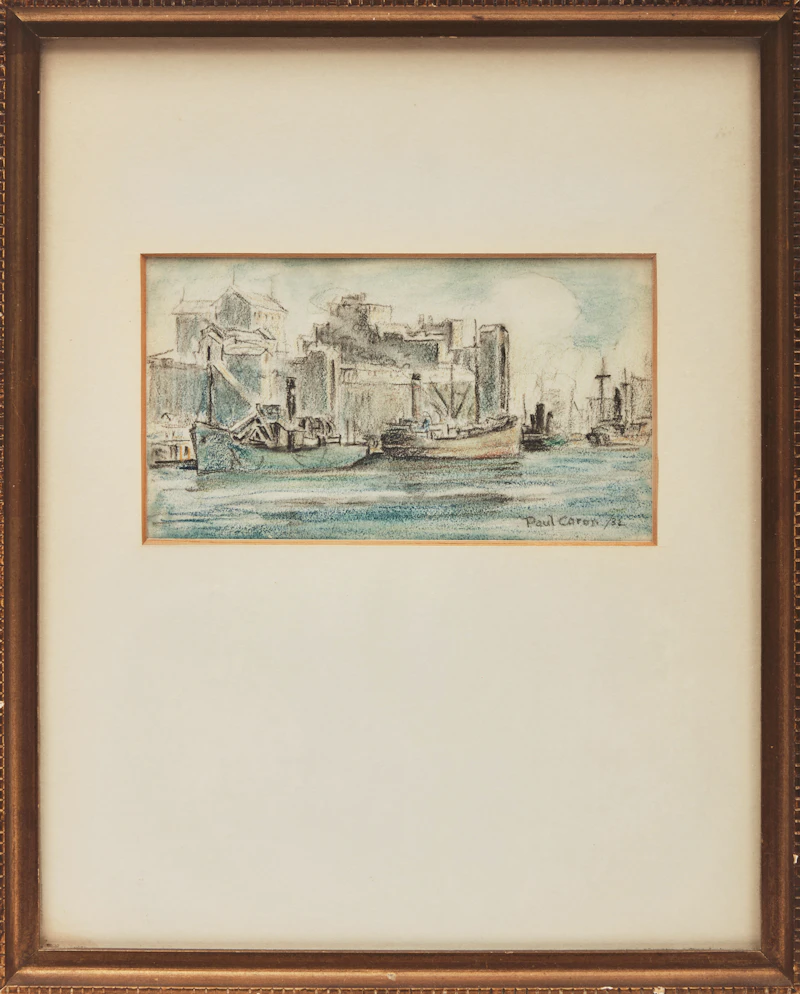 Paul Archibald Caron, Montreal Harbour Scene, crayon, 1932 - view 2