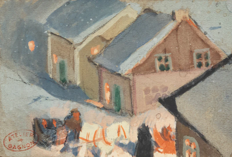 Clarence Alphonse Gagnon, Rentrée au village, gouache - view 1