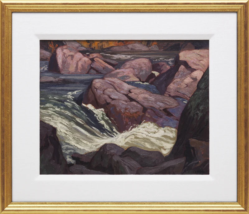 Alfred Joseph Casson, Rapids on the Madawaska - at Palmer Rapids, oil on board, circa 1975 - view 2