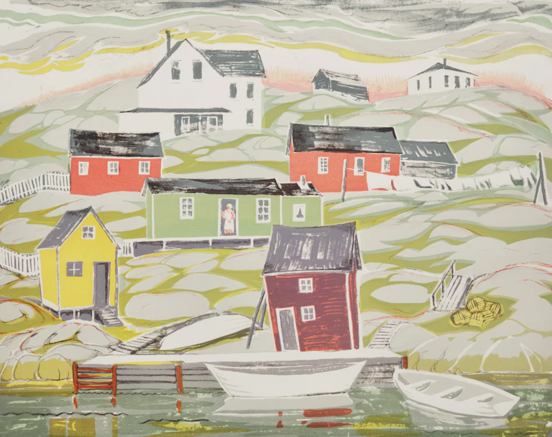 Doris Jean McCarthy, Baie Verte, Newfoundland, colour lithograph