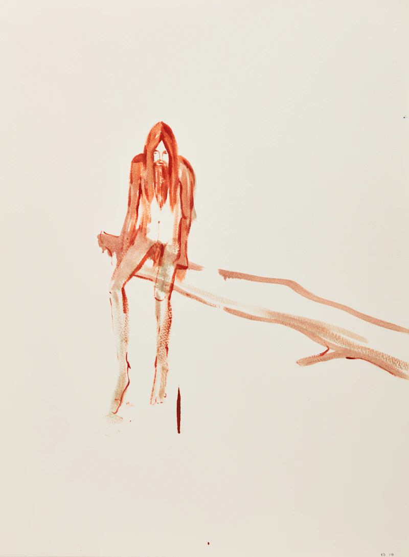 Kim Dorland, Study for Morning Swim, oil on paper