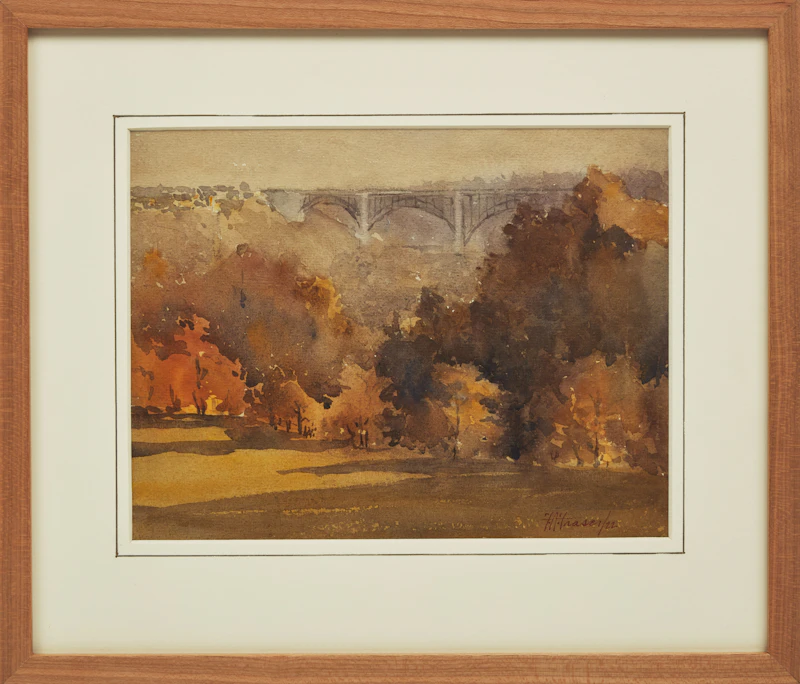 Frederick Alexander Fraser, Bloor Street Viaduct, Toronto, watercolour on paper - view 2